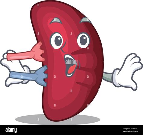 Cartoon Design Style Of Human Spleen Has A Surprised Gesture Stock