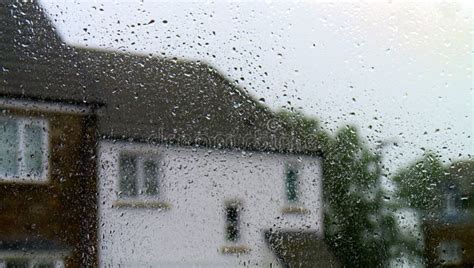 Droplets Of Water From Rain On The Window Stock Image Image Of