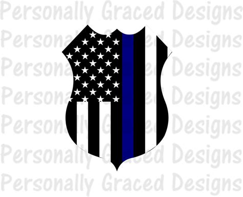 Svg Dxf Eps Cut File Police Shield Badge Flag Thin Blue Line Etsy