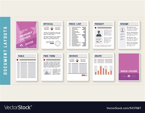 Document Report Layout Templates Set Royalty Free Vector