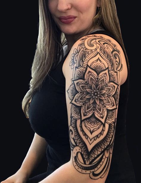 Mandala Flower Arm Half Sleeve Tattoo By Karina Figueroa In Austin