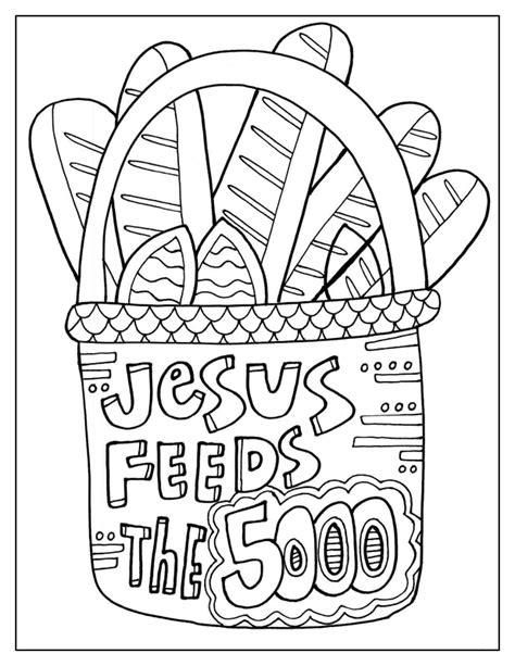 Jesus Feeds The 5000 Coloring Home