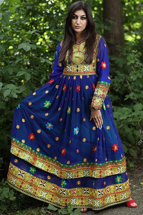 Navy Frock Blue Maxi Afghan Dress Pashtana