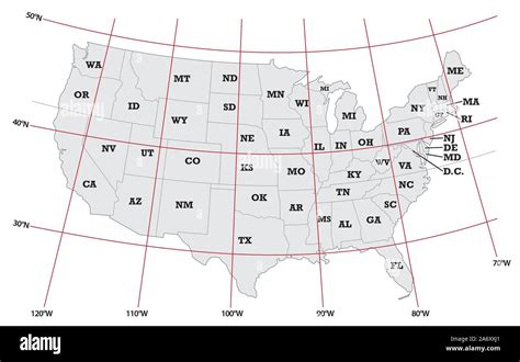 United States Map With Longitude And Latitude Lines