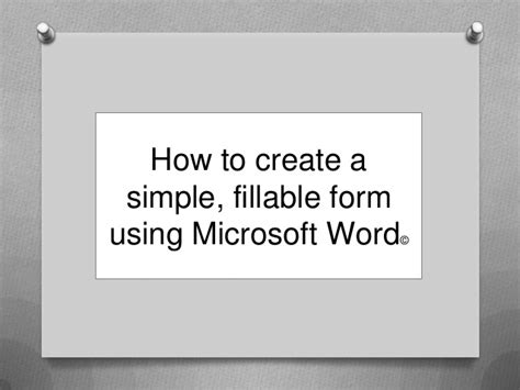 How To Create A Simple Fillable Form Using Microsoft Word