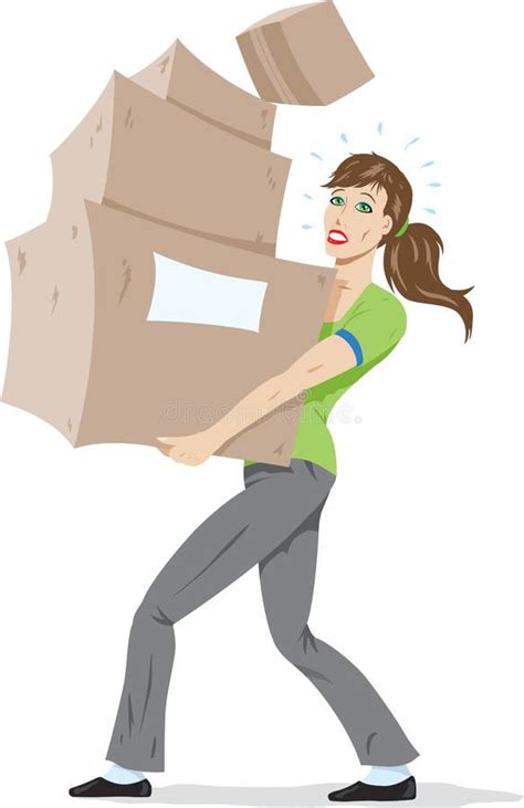 girl carrying boxes stock vector illustration of cardboard 14677517