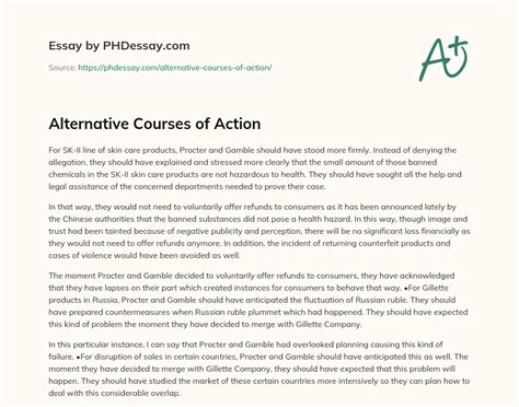 Alternative Courses Of Action 300 Words