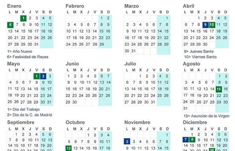 Calendario Laboral 2023 Madrid Con Festivos 2022 Imagesee