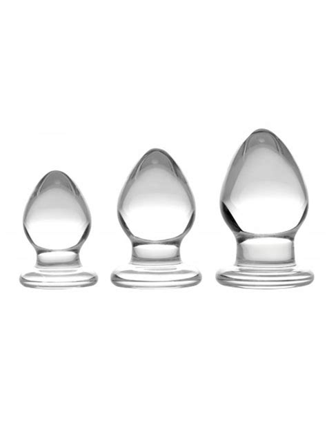 Prisms Erotic Glass Triplets 3 Piece Glass Anal Plug Kit Wholese Sex