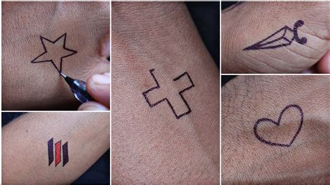 Very Simple And Small Tattoo Designs Making With Pen Youtube