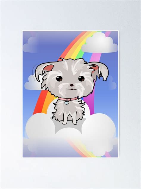 Cute Puppy And Rainbow Poster By Lyddiedoodles Redbubble