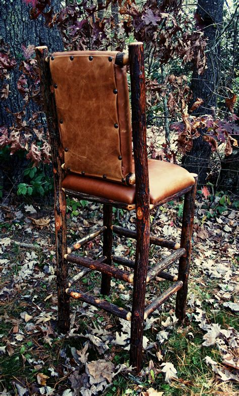 Rustic Hickory Bar Stool Bar Stool Counter Stool Upholstered Leather