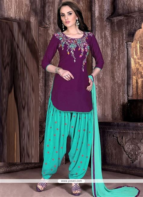 Buy Astonishing Purple And Turquoise Designer Patiala Salwar Kameez Punjabi Patiala Suits