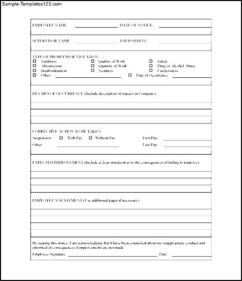 Printable Employee Write Up Form Customize And Print