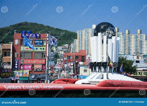 Busan South Korea Industrial Harbor Editorial Image Image Of Barges