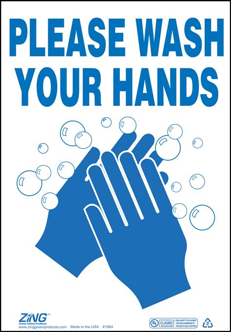 Please Wash Hands Sign Available In Different Colors And Materials
