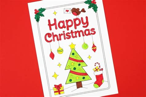 Free Printable Christmas Cards To Colour Christmas Tree Crafts On Sea