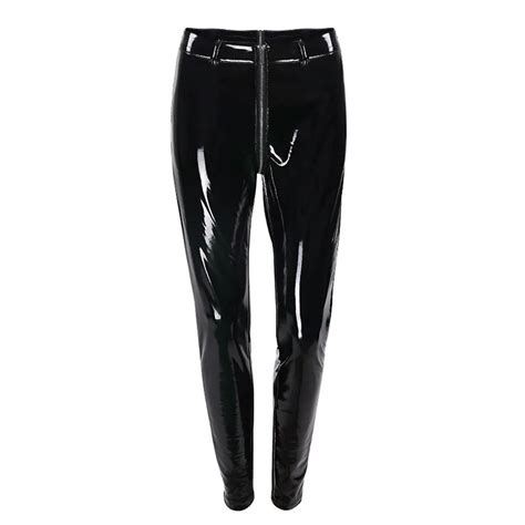Discount Women Sexy Shiny PU Leather Leggings With Back Zipper Push Up