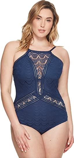 Becca By Rebecca Virtue Just A Peak Pleated Drop Waist One Piece True Blue Shipped Free At Zappos