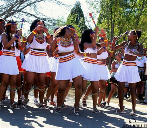 Clipkulture Zulu Maidens In Beautiful White Patterned Skirts And Tops