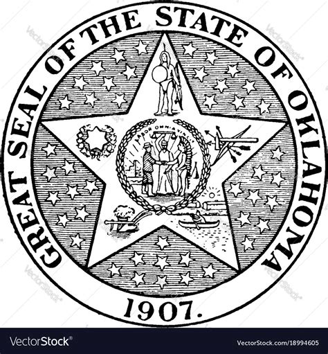 Great Seal Of The State Of Oklahoma 1907 Vector Image