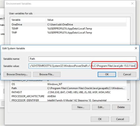 Figure Pasting The JDK Installed Complete Path After