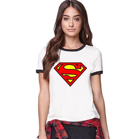 Fashion Women Superman Cotton T Shirt Cool Female Sports Fitness Short Sleeve Clothing Sexy