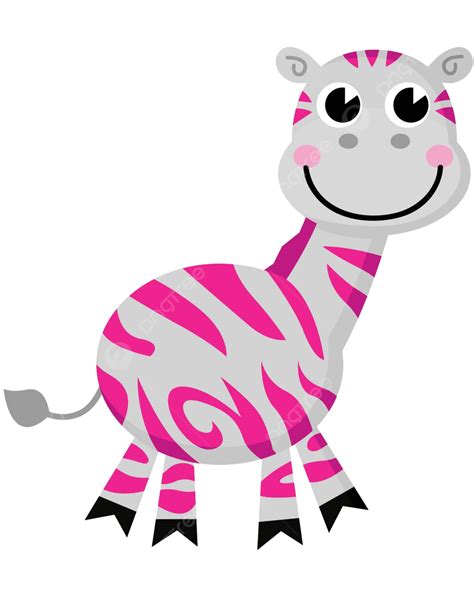 Cute Pink Zebra Isolated On White Mammal Color Illustration Vector
