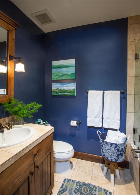 5.0 out of 5 stars 1. Rustic-Style Bathroom With Navy Walls | HGTV