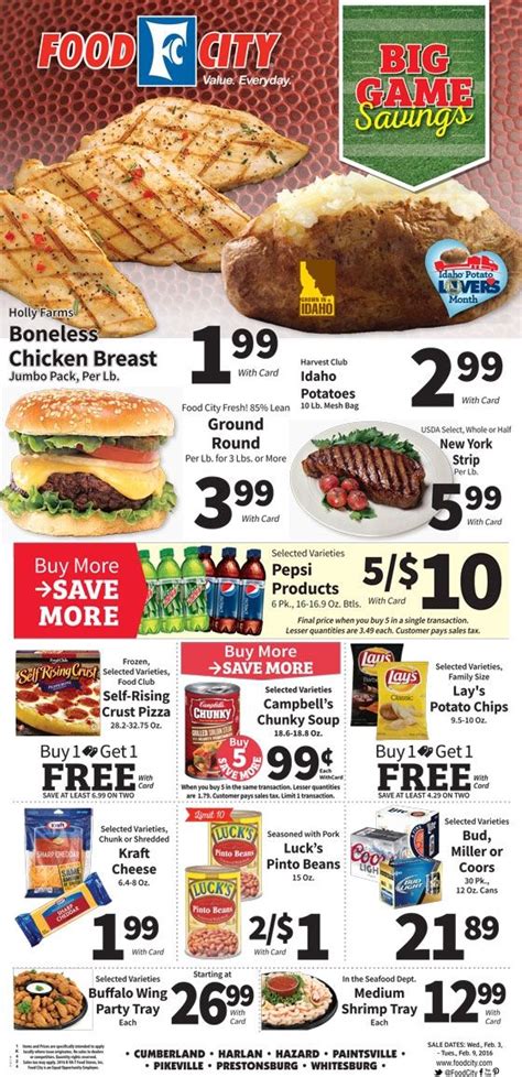 Welcome to the official website of harvest foods! Food City Weekly Ad February 3 - 9, 2016 - http://www ...