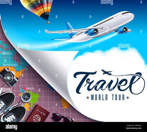 Travel World Tour Vector Banner Design Travel World Tour Text With