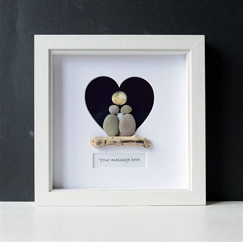 Framed Pebble Art - Pebble Lovers - Stone People - Pebble Couple - Heart Frame - Engagement ...