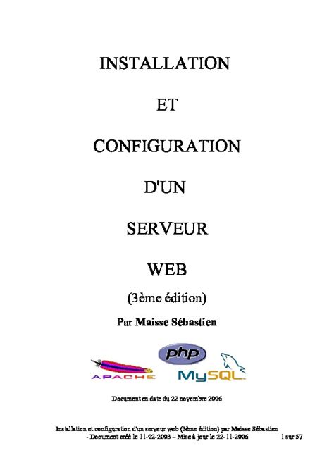 Télécharger en pdf un cours de probabilité. Installation et configuration d'un serveur Web ...