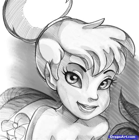Easy Tutorial Of How To Draw Tinkerbell Cartoon Drawings Disney