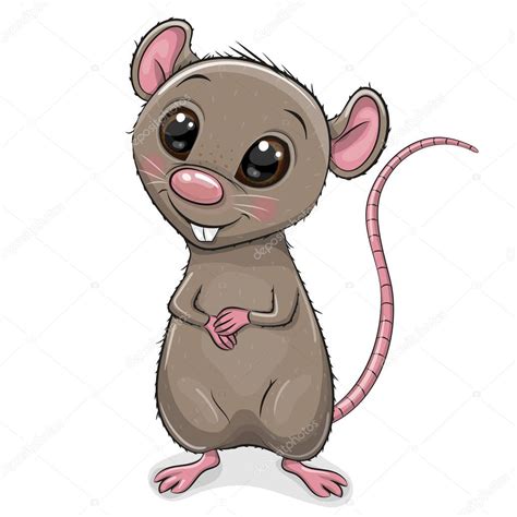 Cute Cartoon Rat Isolated White Background — Stock Vector