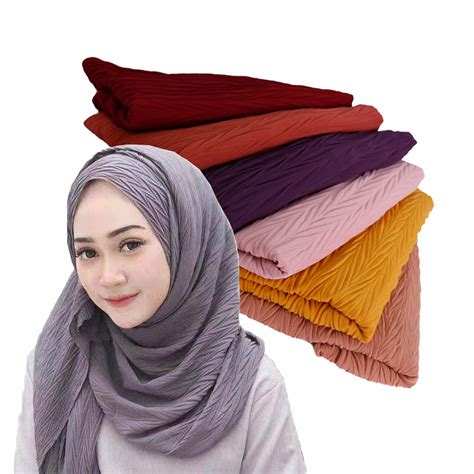 New Style Plain Pleated Bubble Chiffon Hijab Scarf Crinkle Shawl Women