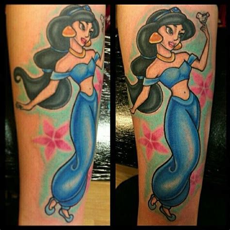 Small princess jasmine outline anaglyph disney aladdin red and blue color tattoo design. Princess Jasmine By Kyrie @vintageinker #disneyprincess # ...
