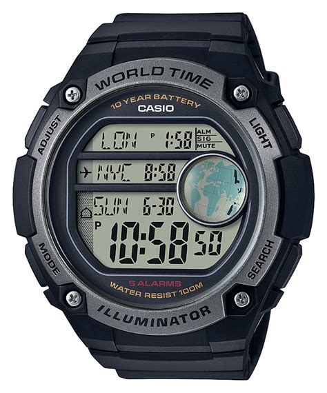 Casio Mens Black Resin Strap World Time Digital Watch Reviews