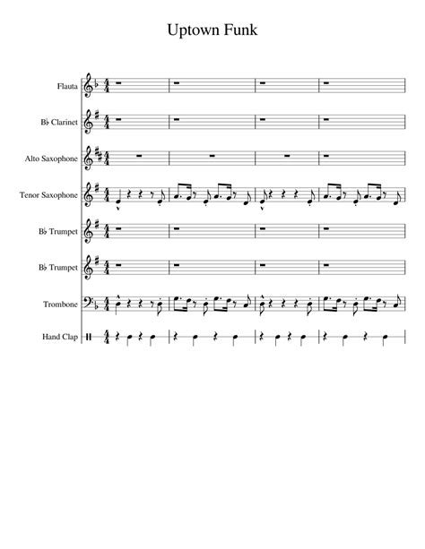 Uptown Funk Sheet Music For Trombone Flute Clarinet In B Flat
