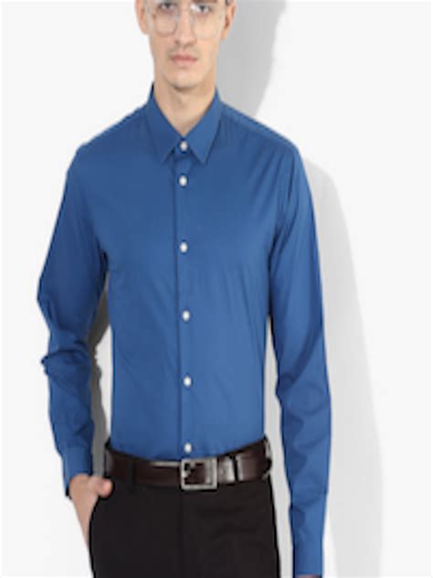 Buy Blue Solid Slim Fit Formal Shirt Shirts For Men 7943203 Myntra