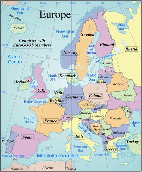 Fig 1 Map Of Europe Showing Names Of Countries Which Have Member