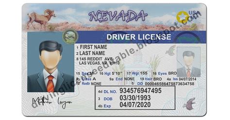 Nevada Drivers License Template Psd Us Fake Drivers License Templates