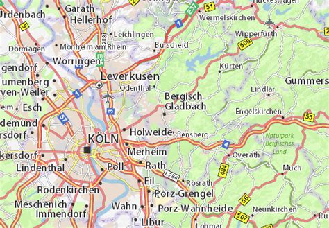 3 types of gladbach map. Mapa Bergisch Gladbach- plan Bergisch Gladbach - ViaMichelin
