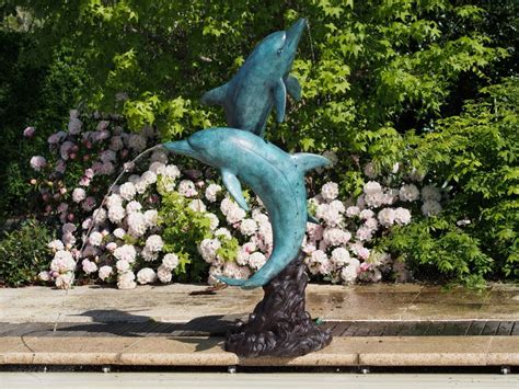 Bronze Sculpture 2 Dolphins Eliassen Home And Garden Pleasure