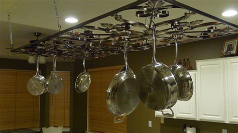 The 36 inches ceiling pot rack chrome by concept housewares Idea Bottle: Pot Rack from Art?