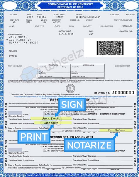 How To Sign Your Car Title In London Including Dmv Title Sample Picture