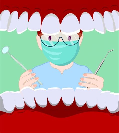 Dental Background Dentist Mouth Jaw Icons Cartoon Design Vector Icon