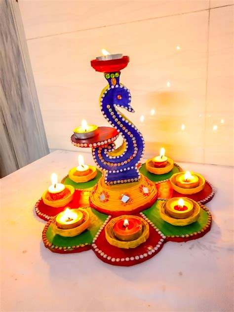 Diy Diya Standdiya Holder Diwali Craft Ideas Diya Stand Making Using