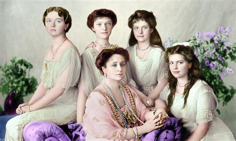 Empress Alexandra Feodorovna With Her Daughters Bringing Black And