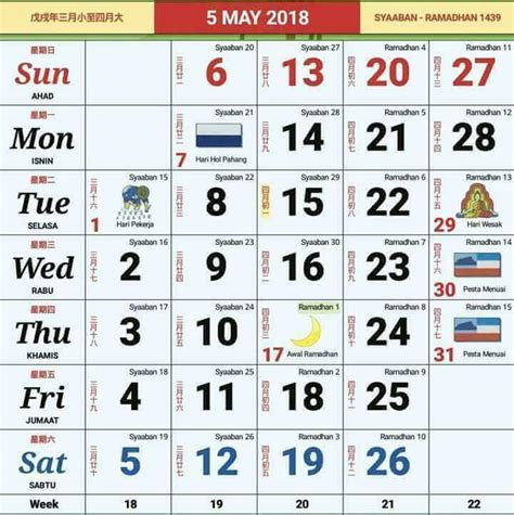 Bulan mei pun memiliki jumlah hari libur nasional terbanyak kedua di tahun 2018. Kalendar Malaysia Tahun 2018 dan Cuti 2018 - Layanlah ...